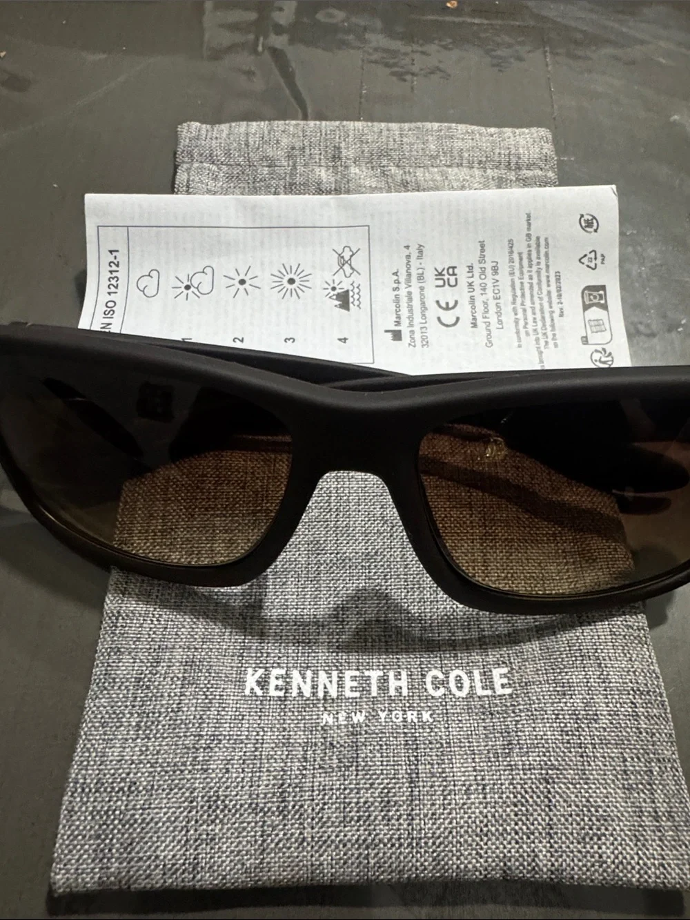Kenneth Cole Matte Black Sunglasses with Brown Lenses
